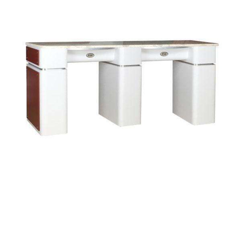 SPA Double Nail Table, White.Burgundy, DWBUT-39 (NOT Included Shipping Charge)